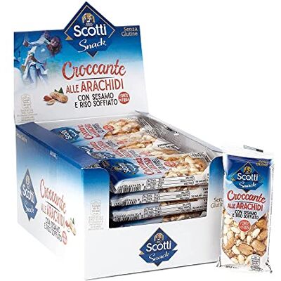 Riso Scotti Snack Croccante alle Arachidi con Sesamo e Riso Soffiato Senza Glutine 24 Pezzi Riso Scotti Snack Croccante alle Arachidi con Sesamo e Riso Soffiato Senza Glutine 24 Pezzi
