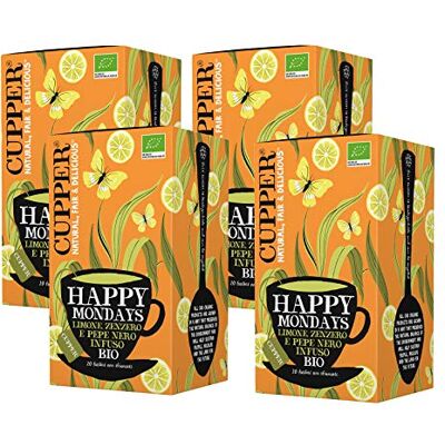 CUPPER Happy Mondays Infuso Bio Limone Zenzero 4x20 Bustine (80 tot) CUPPER Happy Mondays Infuso Bio Limone Zenzero 4x20 Bustine (80 tot)