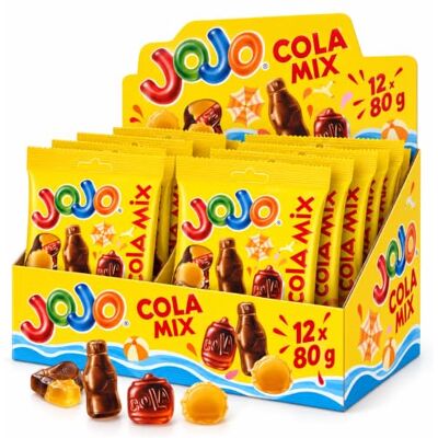 Nestlé JOJO Cola Mix, caramelle gommose ai gusti di cola, ciliegia e lime, 12 × 80 g Nestlé JOJO Cola Mix, caramelle gommose ai gusti di cola, ciliegia e lime, 12 × 80 g