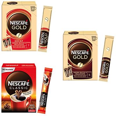 Nescafe NESCAFÉ Confezione Assortita Caffè Solubile CLASSIC, GOLD e DECAF, 240 Bustine Nescafe NESCAFÉ Confezione Assortita Caffè Solubile CLASSIC, GOLD e DECAF, 240 Bustine