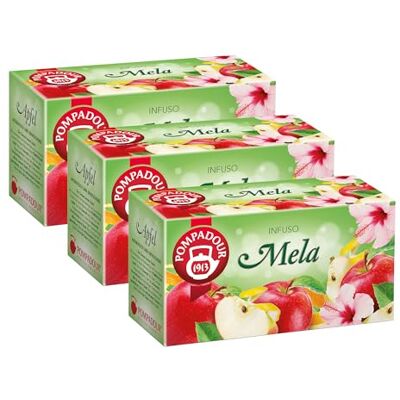 Pompadour , Infuso Mela, 60 Filtri (3 Confezioni da 20 Filtri), Delicato e Gustoso, Ideale Caldo o Freddo, Senza Lattosio, Glutine e Allergeni, Vegan Pompadour , Infuso Mela, 60 Filtri (3 Confezioni da 20 Filtri), Delicato e Gustoso, Ideale Caldo o Freddo, Senza Lattosio, Glutine e Allergeni, Vegan