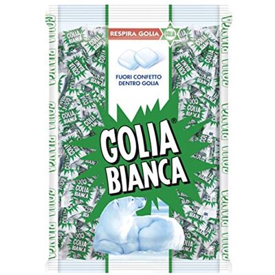 Golia Bianca, Caramelle Dure, Gusto Menta e Liquirizia, Busta da 1kg con Caramelle Monoporzione, Incartate Singolarmente, Formato Scorta Golia Bianca, Caramelle Dure, Gusto Menta e Liquirizia, Busta da 1kg con Caramelle Monoporzione, Incartate Singolarmente, Formato Scorta