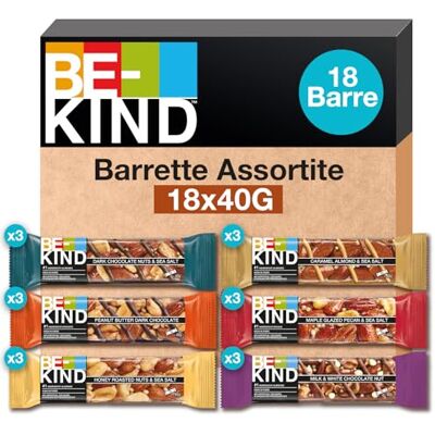 BE-KIND Barretta, Confezione Mista in 6 Gusti diversi, Snack Senza Glutine, 1 Confezione x 18 Barrette da 40 gr BE-KIND Barretta, Confezione Mista in 6 Gusti diversi, Snack Senza Glutine, 1 Confezione x 18 Barrette da 40 gr