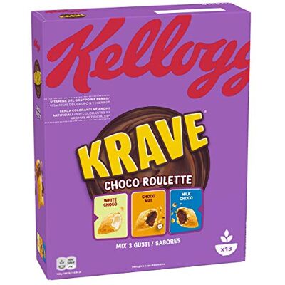 Kellogg's Choco Krave Roulette 410 gr – Cassa da 10 confezioni Kellogg's Choco Krave Roulette 410 gr – Cassa da 10 confezioni