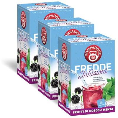 Pompadour , Fredde Infusioni Frutti di Bosco e Menta, 54 Filtri (3 Confezioni da 18 Filtri), Dissetante e Rinfrescante, Ideale per le Giornate Estive, Senza Lattosio, Glutine e Allergeni Pompadour , Fredde Infusioni Frutti di Bosco e Menta, 54 Filtri (3 Confezioni da 18 Filtri), Dissetante e Rinfrescante, Ideale per le Giornate Estive, Senza Lattosio, Glutine e Allergeni
