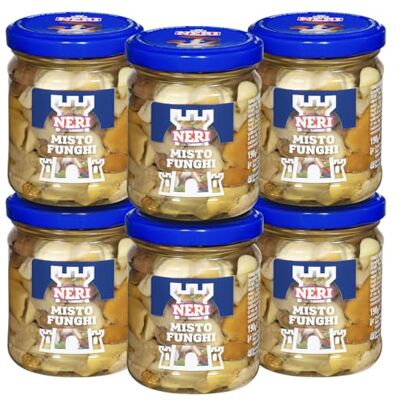 NERI Sottoli Misto di Funghi sott'olio, Ideali per ogni tua Ricetta o come Antipasto Sapori Delicati e Naturali 6 confezioni da 180 g NERI Sottoli Misto di Funghi sott'olio, Ideali per ogni tua Ricetta o come Antipasto Sapori Delicati e Naturali 6 confezioni da 180 g