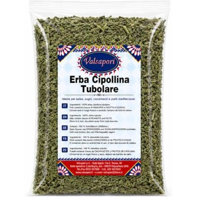 Valsapori Erba Cipollina Essiccata per Uova, Formaggi e Salse, 100 g Per patate, insalate, pesce, verdure, creme e condimenti freddi; pratica da dosare in cottura o come finitura Valsapori Erba Cipollina Essiccata per Uova, Formaggi e Salse, 100 g Per patate, insalate, pesce, verdure, creme e condimenti freddi; pratica da dosare in cottura o come finitura