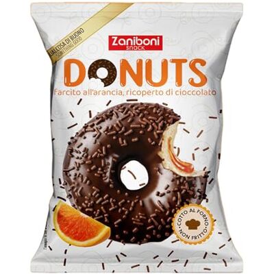 Zaniboni Donuts Orange Ciambelle Farcite con Confettura all' Arancia Ricoperta di Cioccolato Confezione da 60gr x 18pz Zaniboni Donuts Orange Ciambelle Farcite con Confettura all' Arancia Ricoperta di Cioccolato Confezione da 60gr x 18pz