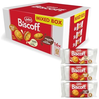 Biscoff Lotus Confezione Mista Sandwich 3 Gusti: Gusto Vaniglia, Crema & Gusto Cioccolato 5 Biscotti Sandwich per Confezione Senza Coloranti 16 x 50g 800g Biscoff Lotus Confezione Mista Sandwich 3 Gusti: Gusto Vaniglia, Crema & Gusto Cioccolato 5 Biscotti Sandwich per Confezione Senza Coloranti 16 x 50g 800g