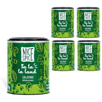 NICE SPICE Sa la Land Condimento per insalata, 5 lattine (5 x 30 g), perfetto per insalate, 8 ingredienti raffinati inclusi aglio selvatico e basilico NICE SPICE Sa la Land Condimento per insalata, 5 lattine (5 x 30 g), perfetto per insalate, 8 ingredienti raffinati inclusi aglio selvatico e basilico