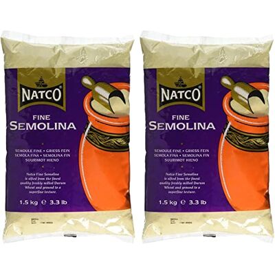 Natco Semolina fine, 1,5 kg (confezione da 2) Natco Semolina fine, 1,5 kg (confezione da 2)