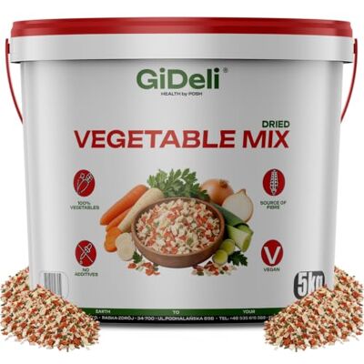 GiDeli Verdure per Zuppa Essiccate 5kg, Mix per Brodo senza Sale Verdure essiccate a pezzi, insaporitore per stufati e salse, secchiello con coperchio e manico GiDeli Verdure per Zuppa Essiccate 5kg, Mix per Brodo senza Sale Verdure essiccate a pezzi, insaporitore per stufati e salse, secchiello con coperchio e manico