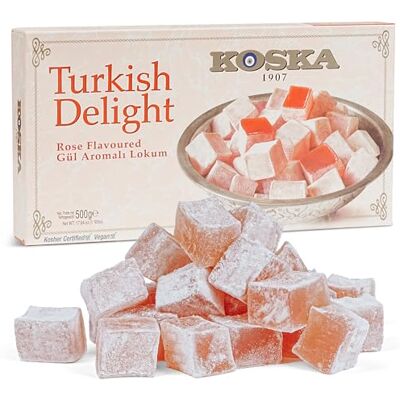 DORiMED delizie turche sapore di Rose 500 g, Turkish Delight rose flavor 500g, Delizia turca al gusto di rosa di Vegano Halal Kosher Lokum (Loukoumi) Senza glutine Pasticceria tradizionale. DORiMED delizie turche sapore di Rose 500 g, Turkish Delight rose flavor 500g, Delizia turca al gusto di rosa di Vegano Halal Kosher Lokum (Loukoumi) Senza glutine Pasticceria tradizionale.