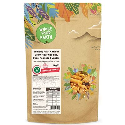 Wholefood Earth Bombay Mix Mix di pasta di farina di ceci, piselli, arachidi e lenticchie, 1 kg, senza OGM, fonte di fibre Wholefood Earth Bombay Mix Mix di pasta di farina di ceci, piselli, arachidi e lenticchie, 1 kg, senza OGM, fonte di fibre