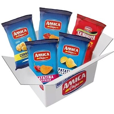 Amica Chips MISTO PARTY BOX, Box di Snack Salati Misti, Patatine Classiche, Grigliate, Paprika, Ketchup, Tortilla, Bibip Formaggio, Cornetti Formaggio, 50 Sacchetti Misti Amica Chips MISTO PARTY BOX, Box di Snack Salati Misti, Patatine Classiche, Grigliate, Paprika, Ketchup, Tortilla, Bibip Formaggio, Cornetti Formaggio, 50 Sacchetti Misti