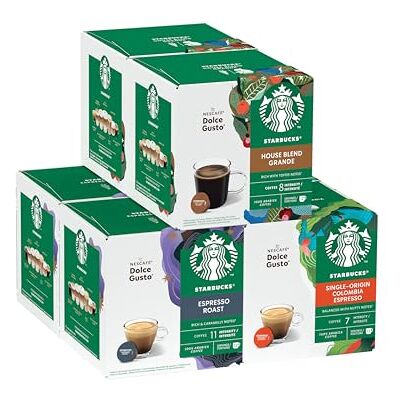 Starbucks Black Cup Variety Pack by NESCAFÉ Dolce Gusto Coffee Pods 6 x 12 (72 Capsules) Amazon Exclusive Starbucks Black Cup Variety Pack by NESCAFÉ Dolce Gusto Coffee Pods 6 x 12 (72 Capsules) Amazon Exclusive