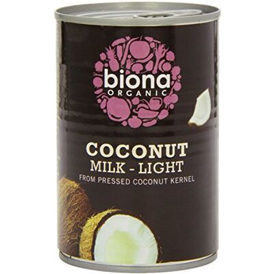 Biona Tre confezioni di latte di cocco luce 9% grassi 400ml Biona Tre confezioni di latte di cocco luce 9% grassi 400ml