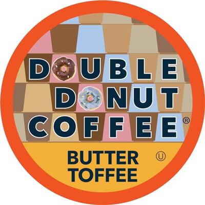 Double Donut Cialde di caffè aromatizzate a doppia ciambella, caffè al caramello al burro, monoporzione, caffè tostato medio, per birra Keurig K Cup, confezione da 24 Double Donut Cialde di caffè aromatizzate a doppia ciambella, caffè al caramello al burro, monoporzione, caffè tostato medio, per birra Keurig K Cup, confezione da 24