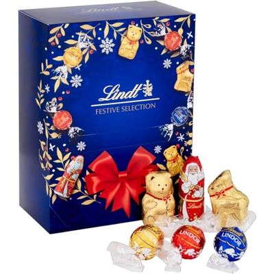 Lindt Momenti Natalizi, Scatola Regalo Natale, Cioccolatini per Natale, Praline Lindor Latte, Bianco, Fondente 45% e corpi cavi di cioccolato al latte, formato scorta 693g. Lindt Momenti Natalizi, Scatola Regalo Natale, Cioccolatini per Natale, Praline Lindor Latte, Bianco, Fondente 45% e corpi cavi di cioccolato al latte, formato scorta 693g.