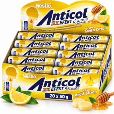 Nestlé Caramelle ANTICOL ripiene di miele e limone con mentolo, 20 x 50 g (1 kg) Nestlé Caramelle ANTICOL ripiene di miele e limone con mentolo, 20 x 50 g (1 kg)