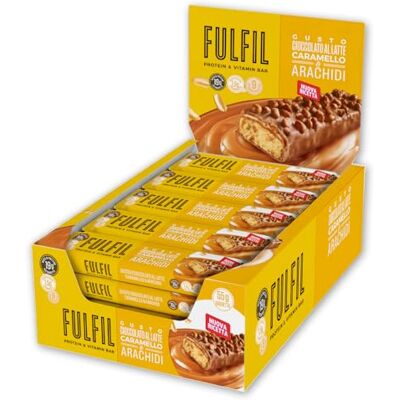 Fulfil 15 Barrette Proteiche da 55 Grammi, Gusto Cioccolato Caramello e Arachidi con 9 Vitamine e Pochi Zuccheri, Confezione da 825 Grammi Fulfil 15 Barrette Proteiche da 55 Grammi, Gusto Cioccolato Caramello e Arachidi con 9 Vitamine e Pochi Zuccheri, Confezione da 825 Grammi