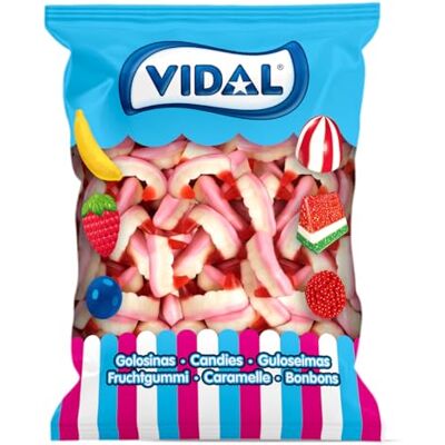 Vidal Caramelle Gommose Denti Dracula Gusto Panna Fragola Busta da 250 pz Vidal Caramelle Gommose Denti Dracula Gusto Panna Fragola Busta da 250 pz