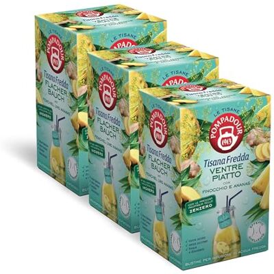 Pompadour , Tisana Fredda Ventre Piatto, 54 Filtri (3 Confezioni da 18 Filtri), con Finocchio e Ananas, Digestiva e Sgonfiante, Senza Lattosio, Glutine e Allergeni Pompadour , Tisana Fredda Ventre Piatto, 54 Filtri (3 Confezioni da 18 Filtri), con Finocchio e Ananas, Digestiva e Sgonfiante, Senza Lattosio, Glutine e Allergeni