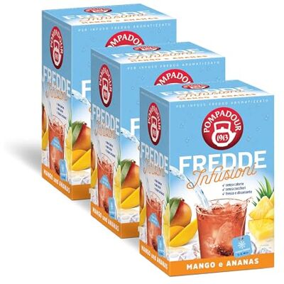 Pompadour , Fredde Infusioni Mango & Ananas, 54 Filtri (3 Confezioni da 18 Filtri), Dolce e Dissetante, Ideale nelle Giornate Estive, Senza Lattosio, Glutine e Allergeni Pompadour , Fredde Infusioni Mango & Ananas, 54 Filtri (3 Confezioni da 18 Filtri), Dolce e Dissetante, Ideale nelle Giornate Estive, Senza Lattosio, Glutine e Allergeni