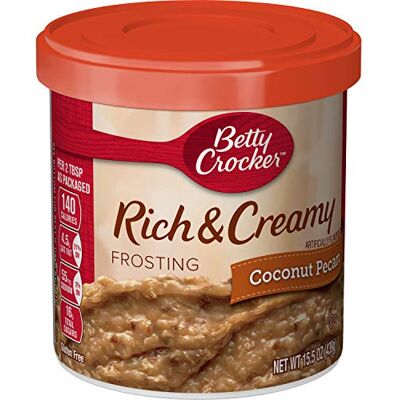 Betty Crocker Glassa di noci pecan al cocco ricca e cremosa senza glutine, 16 once. Betty Crocker Glassa di noci pecan al cocco ricca e cremosa senza glutine, 16 once.