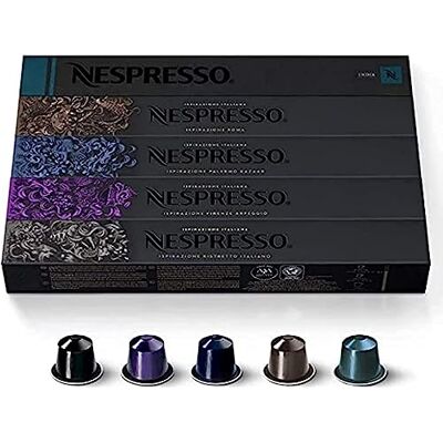 Nespresso 50 Coffee Capsule Mixed Flavours ( 10 X INDIA,10 X KAZAAR, 10 X RISTRETTO, X 10 ARPEGGIO, 10 X ROMA ) Nespresso 50 Coffee Capsule Mixed Flavours ( 10 X INDIA,10 X KAZAAR, 10 X RISTRETTO, X 10 ARPEGGIO, 10 X ROMA )
