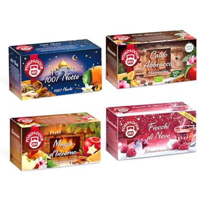 Pompadour PD Mix 4 infusi invernali (1001 Notte, Magia d'Inverno, Fiocchi di Neve, Caldo Abbraccio bio) Pompadour PD Mix 4 infusi invernali (1001 Notte, Magia d'Inverno, Fiocchi di Neve, Caldo Abbraccio bio)