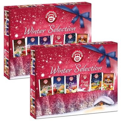 Pompadour , Winter Selection (2 box da 30 filtri), Infusi Invernali, Garofano Cannella, 1001 Notte, Caldo Abbraccio, Fiocchi di Neve, Magia d'Inverno, Cielo di Stelle, Senza Lattosio e Allergeni, Vegan Pompadour , Winter Selection (2 box da 30 filtri), Infusi Invernali, Garofano Cannella, 1001 Notte, Caldo Abbraccio, Fiocchi di Neve, Magia d'Inverno, Cielo di Stelle, Senza Lattosio e Allergeni, Vegan