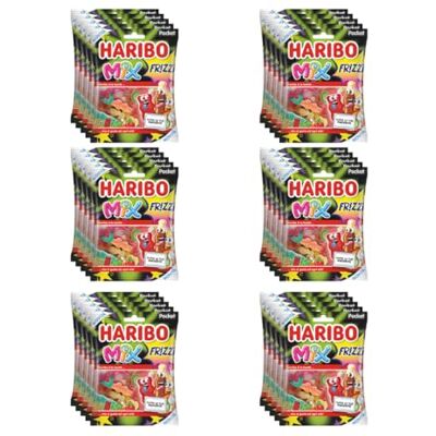 HARIBO Caramella Gommose Frutta Frizzi Mix 30 Bustine da 90 g Gusti Assortiti HARIBO Caramella Gommose Frutta Frizzi Mix 30 Bustine da 90 g Gusti Assortiti
