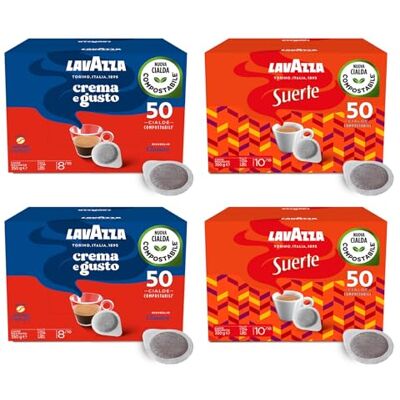 Lavazza , Caffè in Gusti Assortiti, 2 Pack da 50 Cialde Crema e Gusto, 2 Pack da 50 Cialde Suerte Lavazza , Caffè in Gusti Assortiti, 2 Pack da 50 Cialde Crema e Gusto, 2 Pack da 50 Cialde Suerte