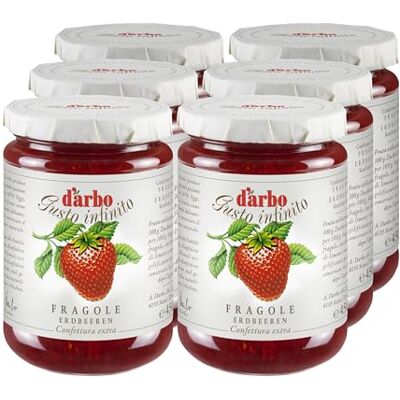Darbo , Confetture Extra di Fragole, Marmellata con Frutta di Alta Qualità, Ideale per la Colazione, Senza Conservanti e Senza Glutine, Formato Convenienza, Confezione da 6 Vasetti da 450 g Darbo , Confetture Extra di Fragole, Marmellata con Frutta di Alta Qualità, Ideale per la Colazione, Senza Conservanti e Senza Glutine, Formato Convenienza, Confezione da 6 Vasetti da 450 g
