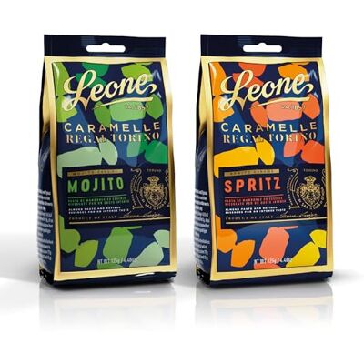 Pastiglie Leone Leone da 1857 Caramelle Gourmet Regal Torino Mojito e Sprtiz Senza Glutine e Vegane 2 x 125 gr Pastiglie Leone Leone da 1857 Caramelle Gourmet Regal Torino Mojito e Sprtiz Senza Glutine e Vegane 2 x 125 gr