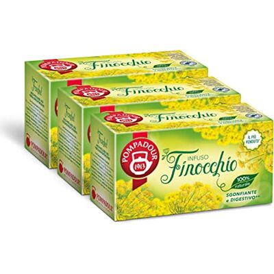 Pompadour , Infuso Finocchio, 60 Filtri (3 Confezioni da 20 Filtri), Aromatico e Digestivo, Certificato RFA, Ideale anche come Dopo-Pasto, 100% Naturale, Senza Lattosio, Glutine e Allergeni, Vegan Pompadour , Infuso Finocchio, 60 Filtri (3 Confezioni da 20 Filtri), Aromatico e Digestivo, Certificato RFA, Ideale anche come Dopo-Pasto, 100% Naturale, Senza Lattosio, Glutine e Allergeni, Vegan