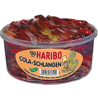 HARIBO Cola-Snakes 150 pezzi in lattina rotonda 1050g HARIBO Cola-Snakes 150 pezzi in lattina rotonda 1050g