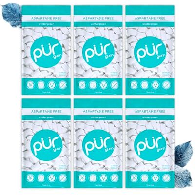 PUR Gum Gomma Da Masticare Senza Zucchero Con Xilitolo Vegana, Senza Aspartame e Senza Glutine Gomma Naturale Al Sapore Di Wintergreen, 55 Pezzi (Confezione da 6) PUR Gum Gomma Da Masticare Senza Zucchero Con Xilitolo Vegana, Senza Aspartame e Senza Glutine Gomma Naturale Al Sapore Di Wintergreen, 55 Pezzi (Confezione da 6)