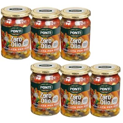 Ponti , Insalata per Riso Zero Olio, Condimento per Insalata di Riso In Salsa Zero Olio con Basilico e Menta, Ideale anche con Orzo e Farro, 100% Made in italy, 6 Vasi da 300 g Ponti , Insalata per Riso Zero Olio, Condimento per Insalata di Riso In Salsa Zero Olio con Basilico e Menta, Ideale anche con Orzo e Farro, 100% Made in italy, 6 Vasi da 300 g