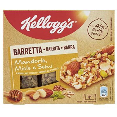 Kellogg's Barretta Mandorle, Miele e Semi Pacco da 10 x 128 g (32gr. x 4) Kellogg's Barretta Mandorle, Miele e Semi Pacco da 10 x 128 g (32gr. x 4)