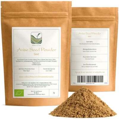 Valley of Tea Anice in Polvere Macinato Pimpinella Anisum Finemente Molita Pura profumo dolce e intenso pronto all'uso ideale in impasti dolci biscotti e miscele di spezie Valley of Tea Anice in Polvere Macinato Pimpinella Anisum Finemente Molita Pura profumo dolce e intenso pronto all'uso ideale in impasti dolci biscotti e miscele di spezie