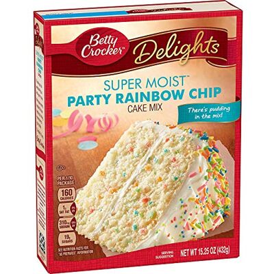 Betty Crocker Delights Super Moist Party Rainbow Chip Cake Mix 15.25 oz (Pack of 2) Betty Crocker Delights Super Moist Party Rainbow Chip Cake Mix 15.25 oz (Pack of 2)