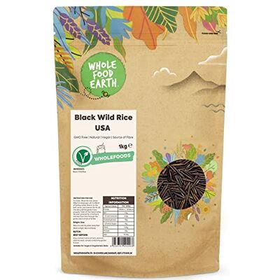 Wholefood Earth Riso selvatico nero della terra intera USA senza OGM Naturale Vegano Senza latticini Senza zucchero aggiunto, 1 kg Wholefood Earth Riso selvatico nero della terra intera USA senza OGM Naturale Vegano Senza latticini Senza zucchero aggiunto, 1 kg