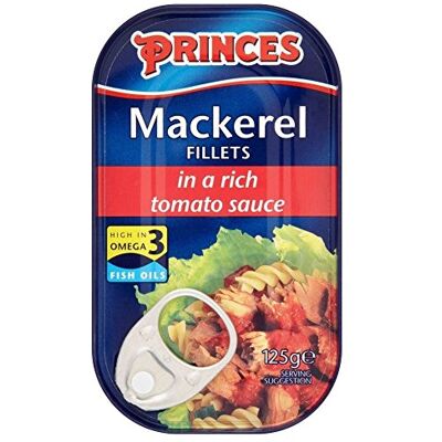 Princes Filetti Di Sgombro In Salsa Di Pomodoro (125g) (Confezione da 6) Princes Filetti Di Sgombro In Salsa Di Pomodoro (125g) (Confezione da 6)