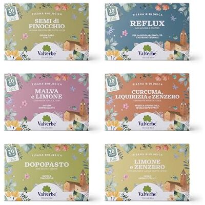 VALVERBE Mix 6 tisane Digestive biologiche 150 g VALVERBE Mix 6 tisane Digestive biologiche 150 g