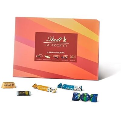 Lindt Scatola Praline Gli Assortiti, 32 Praline assortite di cioccolato, in confezione 320g Lindt Scatola Praline Gli Assortiti, 32 Praline assortite di cioccolato, in confezione 320g