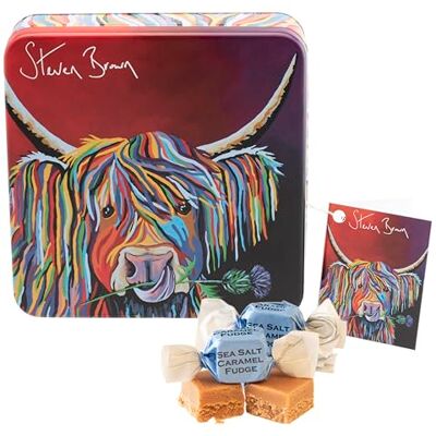 Gardiners of Scotland Steven Brown Lizzie McCoo tin of salted caramel fudge Gardiners of Scotland Steven Brown Lizzie McCoo tin of salted caramel fudge