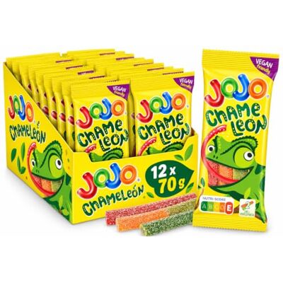 Nestlé JOJO Chameleon, strisce gommose acidule ai gusti di frutta, 12 × 70 g Nestlé JOJO Chameleon, strisce gommose acidule ai gusti di frutta, 12 × 70 g