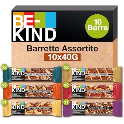 BE-KIND Barretta, Confezione Mista In 6 Gusti Diversi, Snack Senza Glutine, 1 Confezione X 10 Barrette Da 40 Gr BE-KIND Barretta, Confezione Mista In 6 Gusti Diversi, Snack Senza Glutine, 1 Confezione X 10 Barrette Da 40 Gr